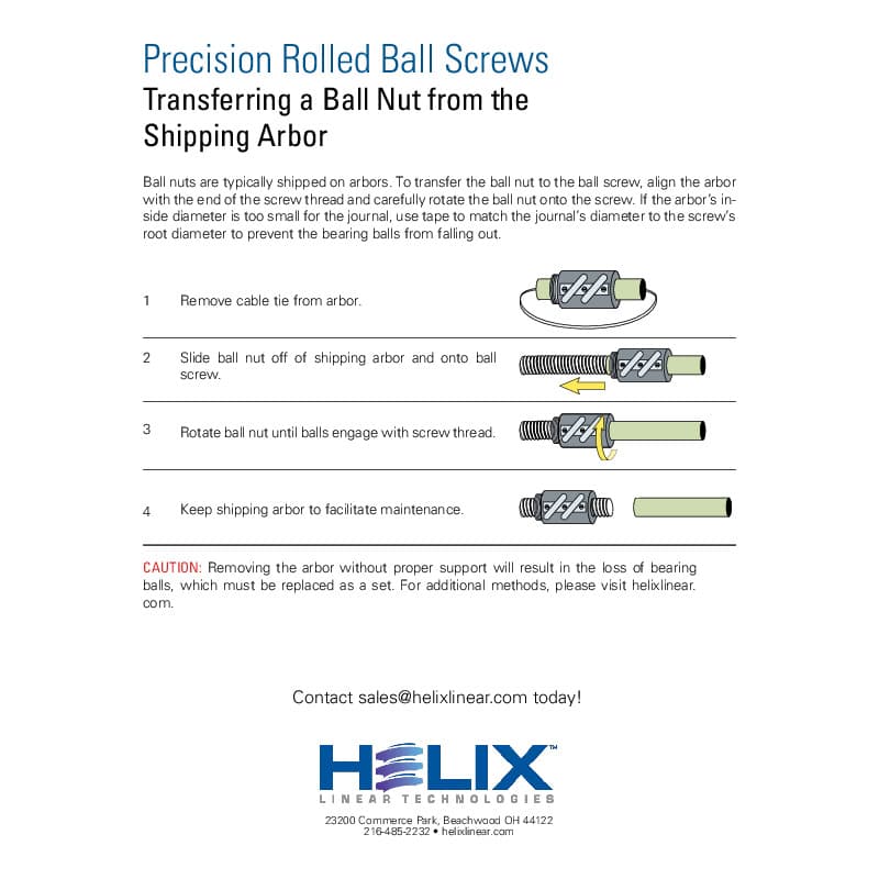 1-Transferring a Ball Nut from a Shipping Arbor